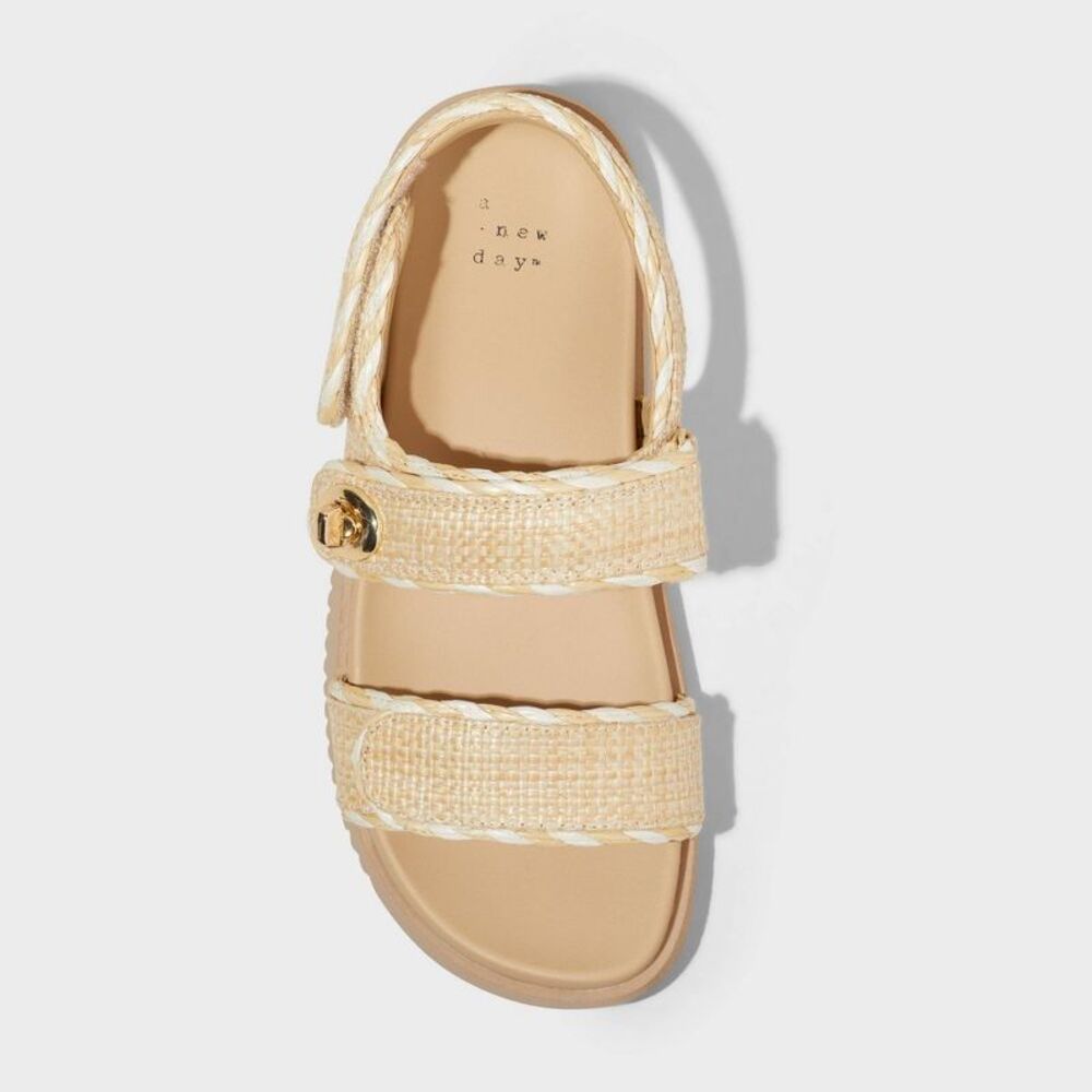 A New Day - Women's Tilly Raffia Platform Footbed Sandals - A  Tan - Picture 3 of 4